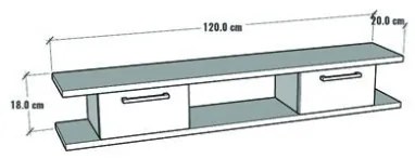 Mobile TV Sospeso 120x20x18 cm 2 Ante E Vano A Giorno Delta Rovere E Bianco