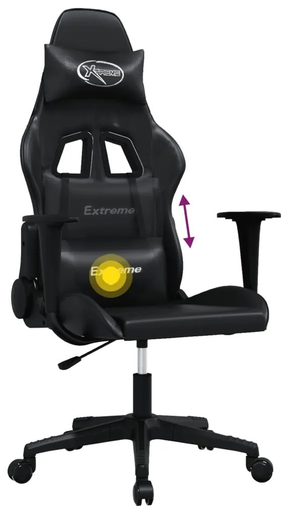Sedia da gaming massaggiante nera in similpelle