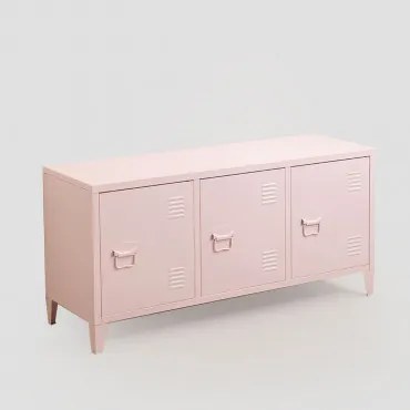 Mobile TV con armadietto in acciaio Pohpli Rosa Marshmallow - Sklum