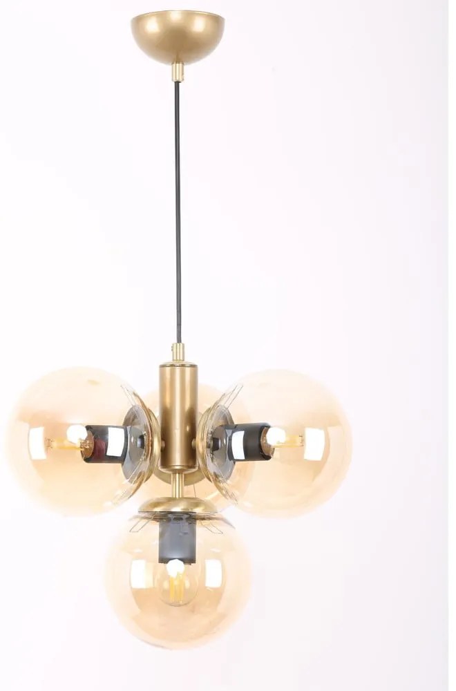 Lampada a sospensione con paralume in vetro giallo-oro ø 15 cm Hector - Squid Lighting