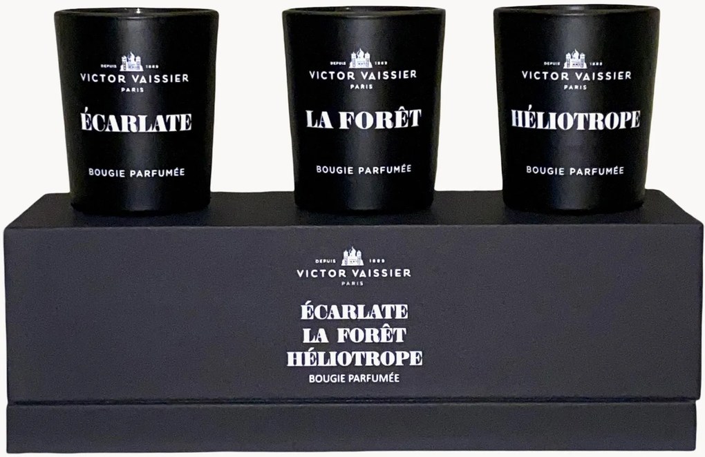 Set di 3 candele profumate Bougie (Écarlate, alt.éliotrope, La Forêt)
