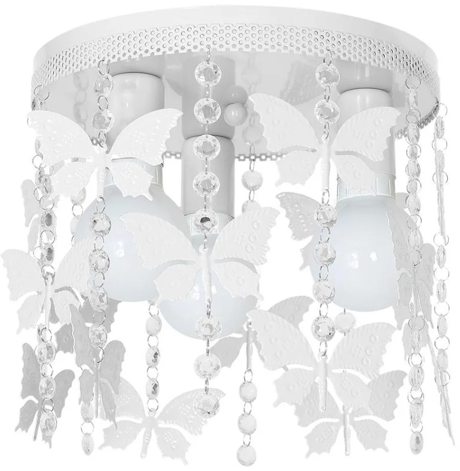 Plafoniera per bambini ELZA farfalle 3xE27/60W/230V bianco