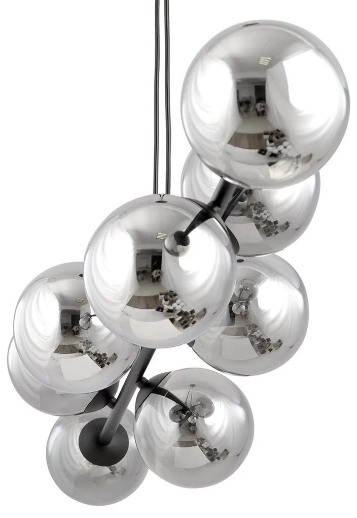 Lampadario a Sospensione in Acciaio e Vetro ROSSI 6 Nero 6xE14