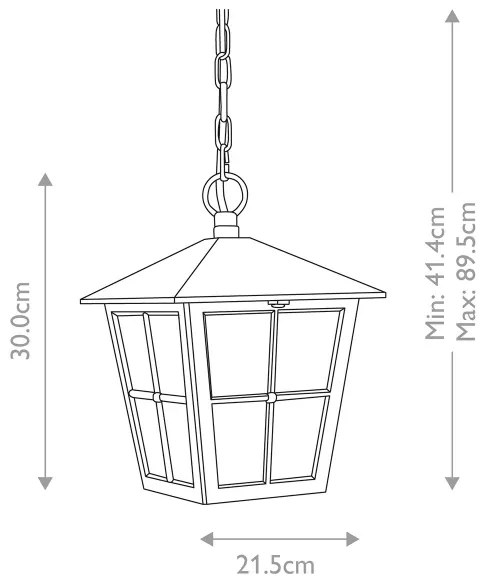 Elstead - Lampadario da esterno a sospensione con catena CANTERBURY 1xE27/100W/230V IP43 nero