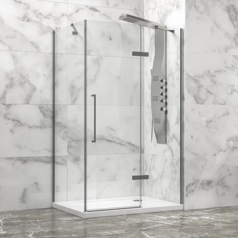 Box doccia 70x70 telaio acciaio spazzolato porta battente | KT1000SAS - KAMALU