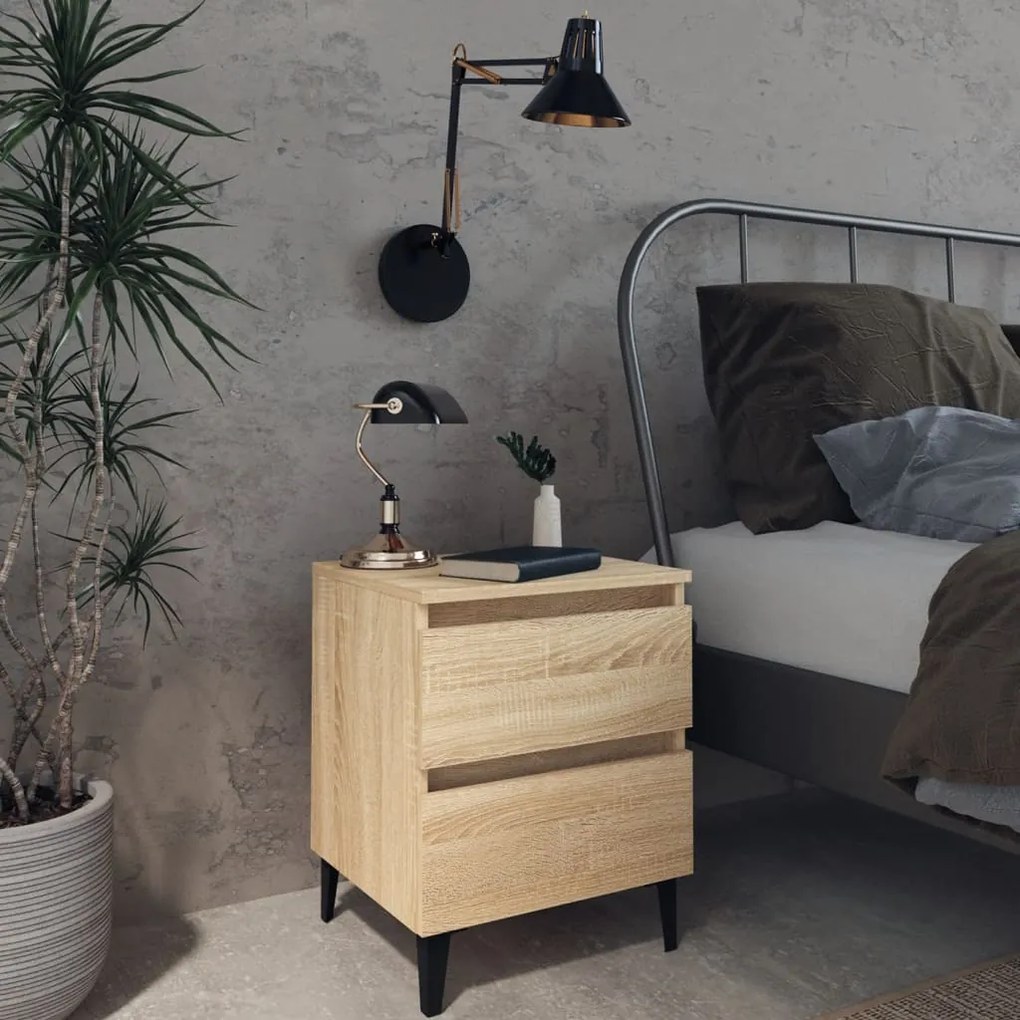 Comodini 2pz Rovere Sonoma 40x35x50 Cm İn Legno Multistrato /