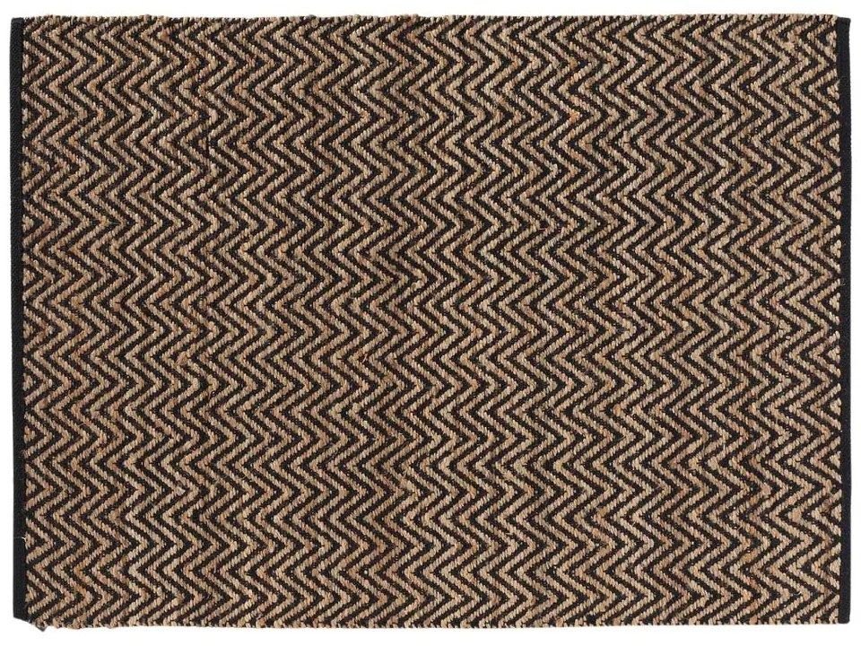 Tappeto nero/di colore naturale in misto iuta 120x170 cm Zigzag – douceur d'intérieur