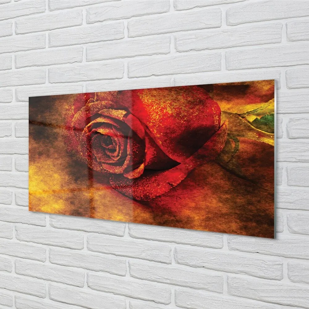 Quadro su vetro Immagine della rosa 100x50 cm 2 appendini