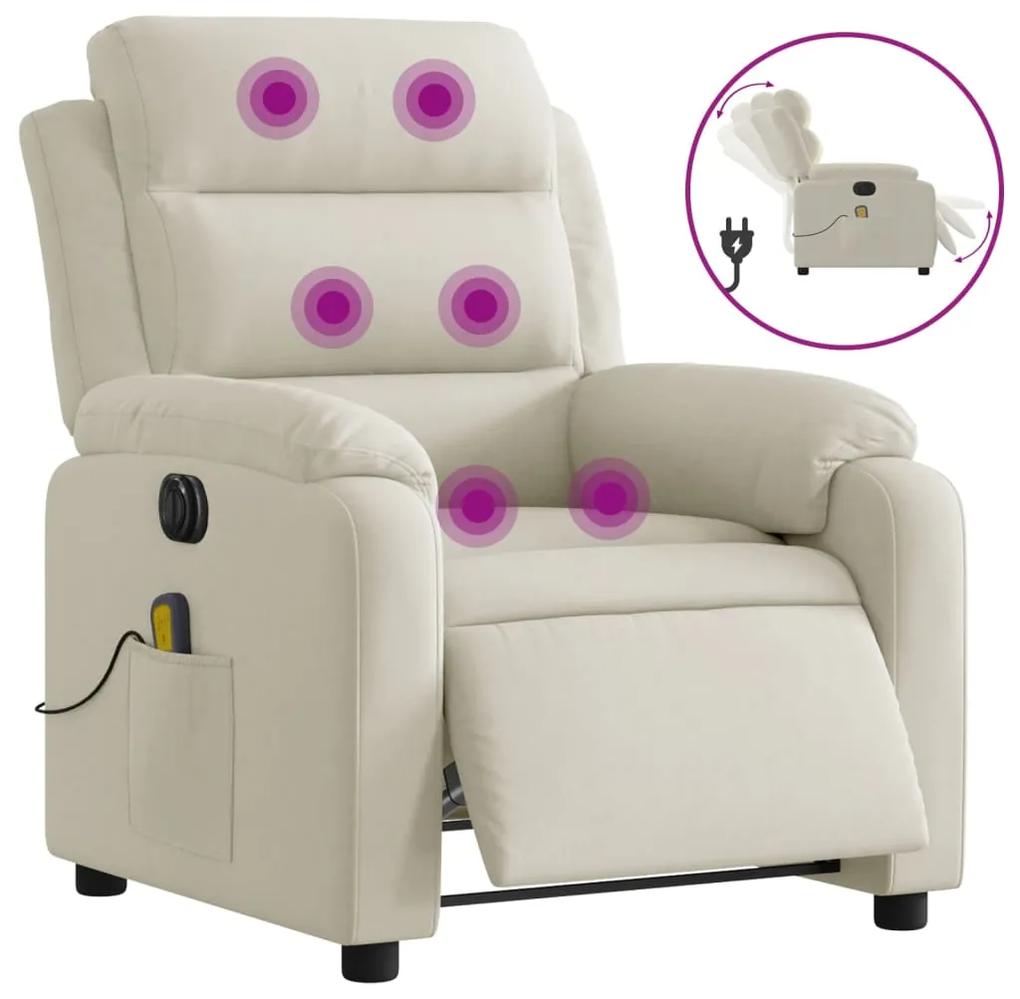 Poltrona massaggiante reclinabile elettrica crema velluto