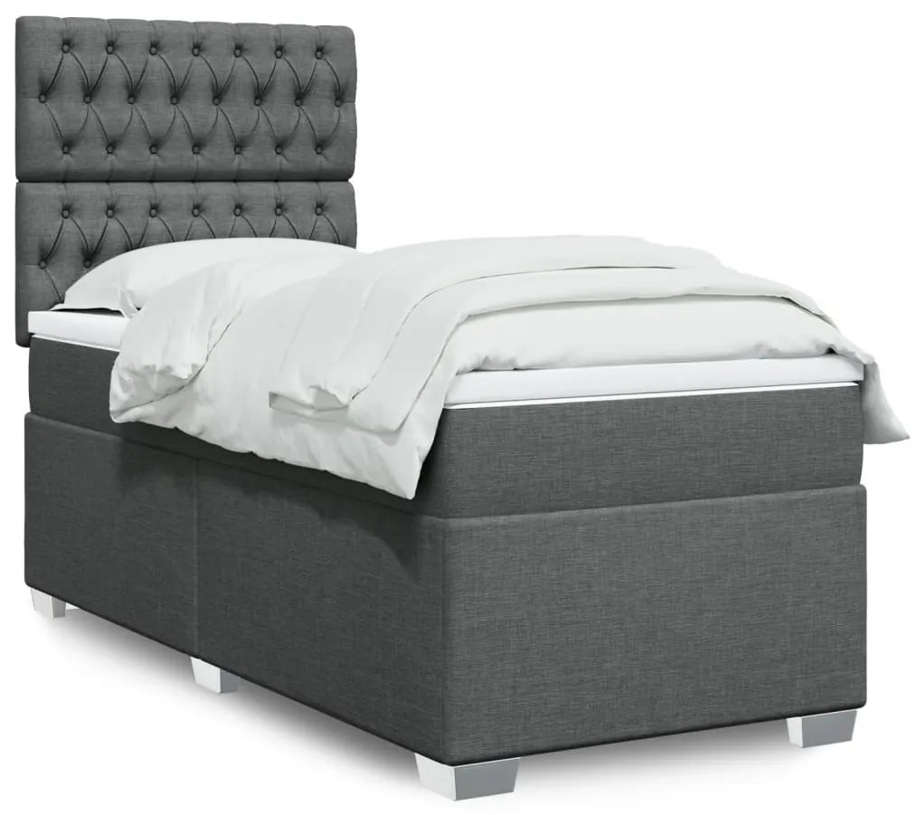 Giroletto A Molle Con Materasso Grigio Scuro 100x200 Cm Tessuto /