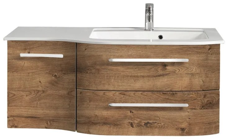 Mobile da bagno sospeso sotto lavabo L 117 x H 48 x P 49.5 cm rovere, 2 cassetti, 1 anta PELIPAL Contea