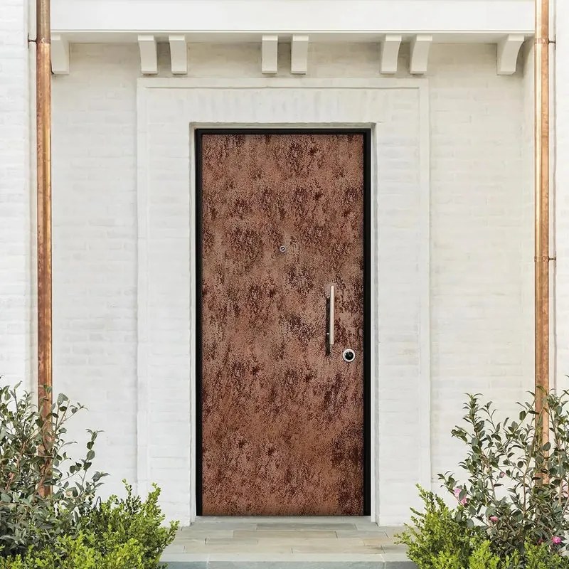 Porta blindata MASTER Ceramic L 80 x H 210 cm in Laminam marrone/bianco, apertura spingere a sinistra, falso telaio incluso