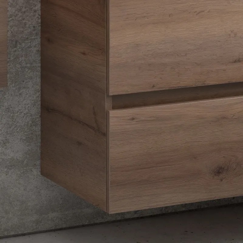 Composizione bagno sospesa 100cm: mobile con lavabo, specchio contenitore e colonna TOD-100F - KAMALU