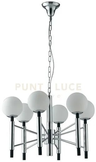 Lampadario a sospensione hammond cromo e nera 6 luci attacco e14 70...