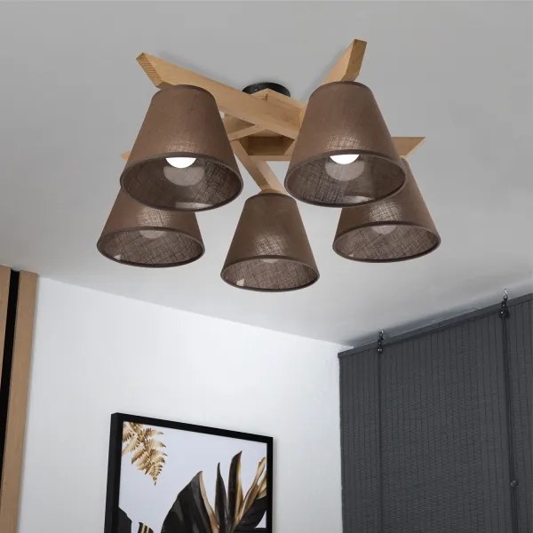 Brilagi - LED Lampadario a plafone ANTHONY 5xE14/40W/230V quercia/marrone