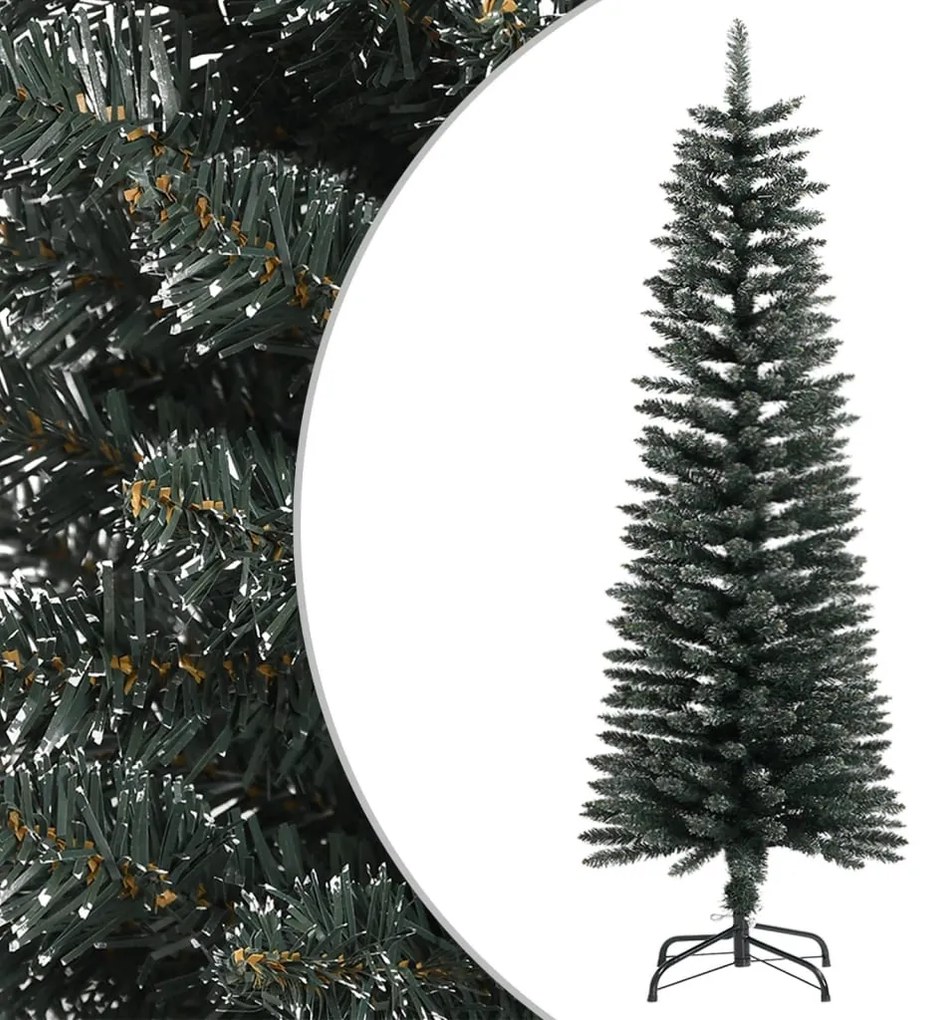 Albero di Natale Artificiale Sottile con Base Verde in PVC, 120 cm