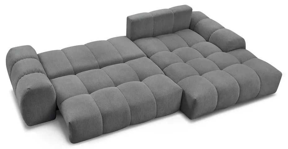 Divano angolare grigio scuro allungabile e con contenitore (penisola a destra/chaise lounge) con rivestimento in ciniglia Everest – Bobochic Paris