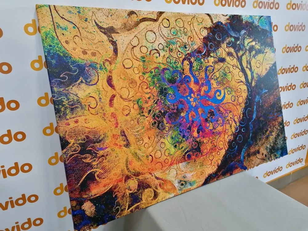 Quadro su tela – Albero con sfondo orientale