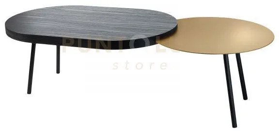 Tavolino packtop grande oro laccato ,base nera ,finitura wengè in f...