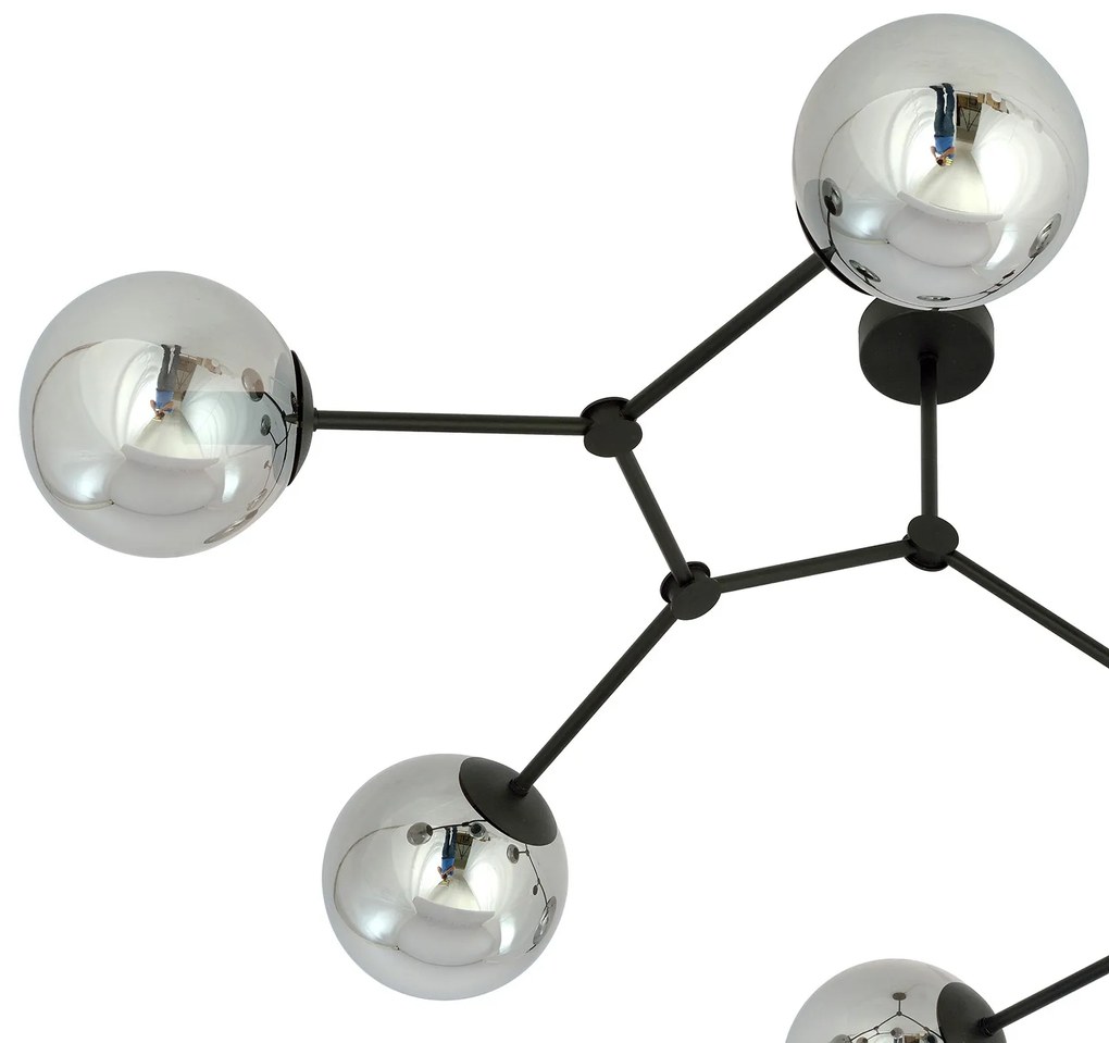 Plafoniera Minimal Iperione Acciaio Nero Grigio 6 Luci E14 Ip20