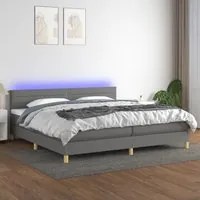 Letto a Molle Materasso e LED Grigio Scuro 200x200cm in Tessuto cod mxl 56847