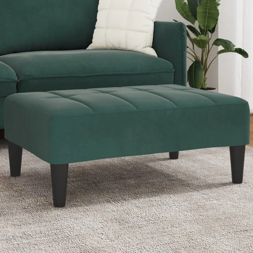 Poggiapiedi Verde Scuro 77x55x31 Cm İn Velluto /
