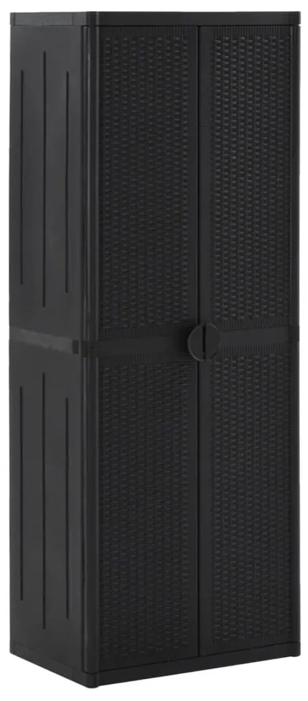 Armadio Da Giardino Nero 65x45x172 Cm İn Rattan Pp /