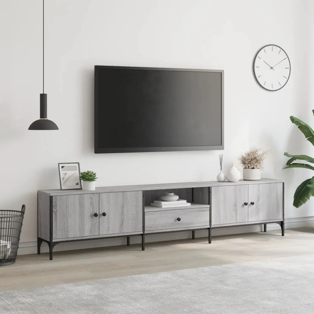 Mobile tv cassetto grigio sonoma 200x25x44 cm legno multistrato