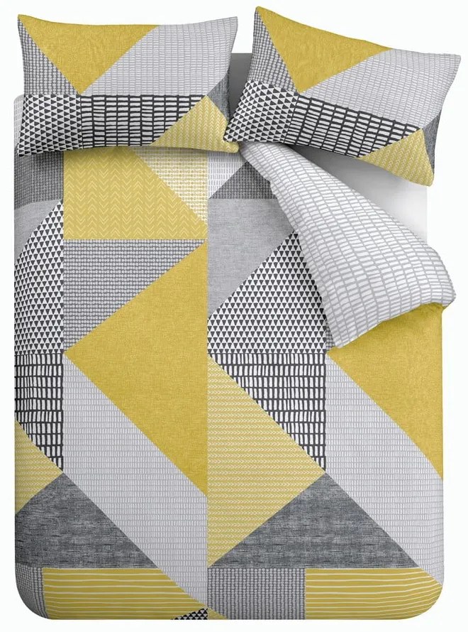 Biancheria da letto giallo-grigio 200x135 cm Larsson Geo - Catherine Lansfield