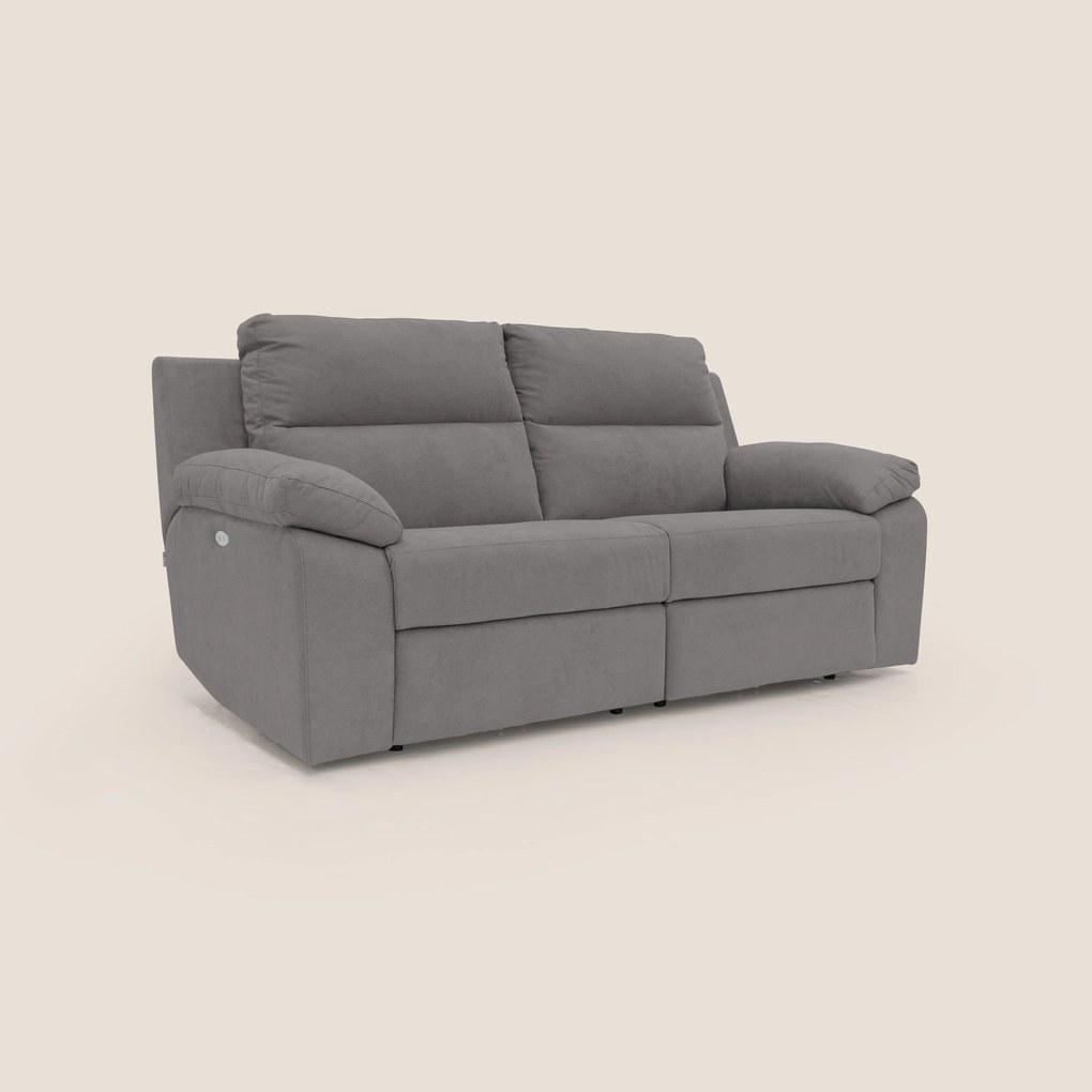 Romeo Divano relax con recliner elettrico in morbido tessuto impermeabile T02 grigio