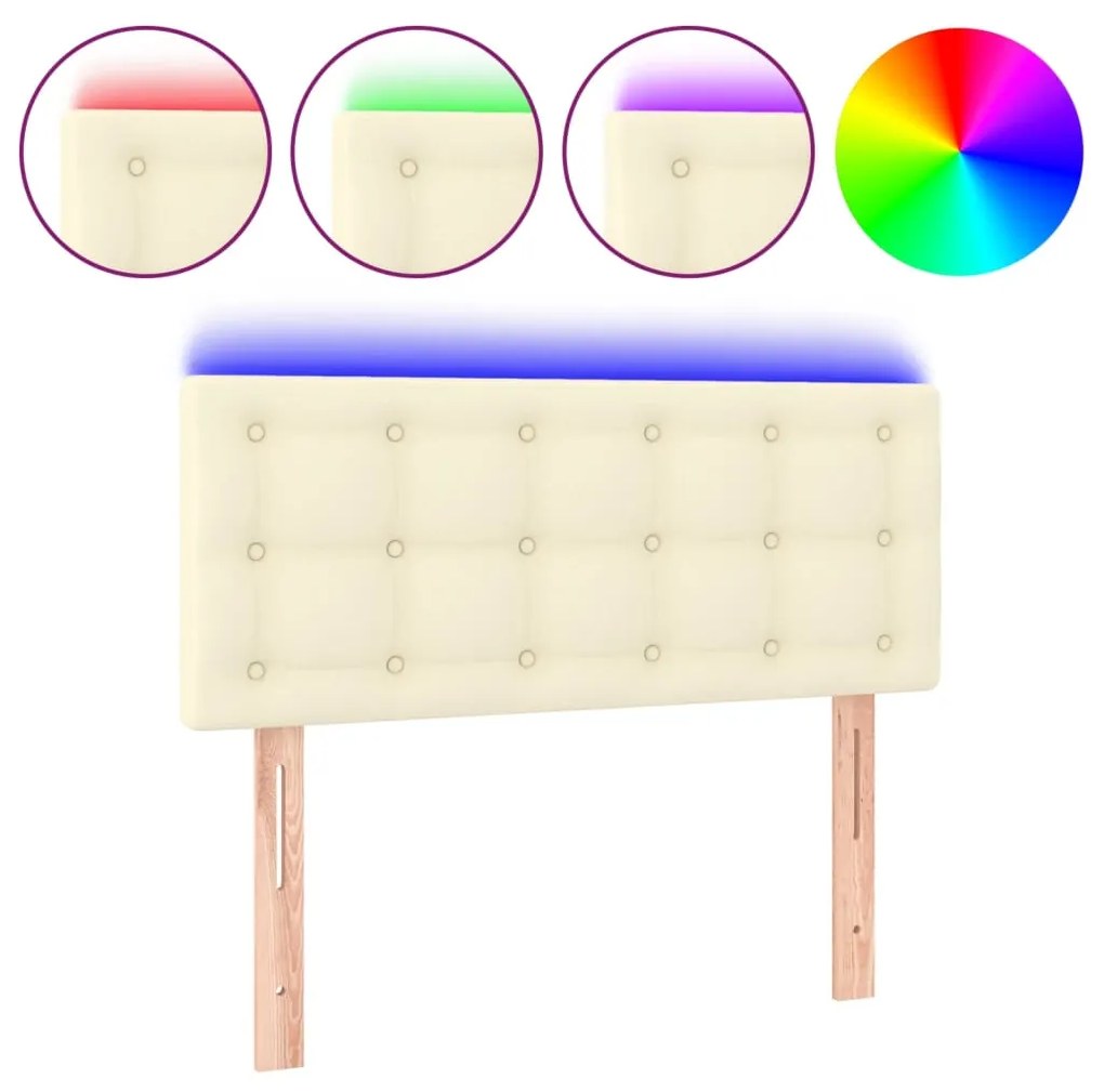 Testiera crema a led 100x5x78/88 cm in similpelle