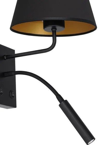 Lampada da parete ARDEN 1xE27/60W + 1xG9/8W nera/oro