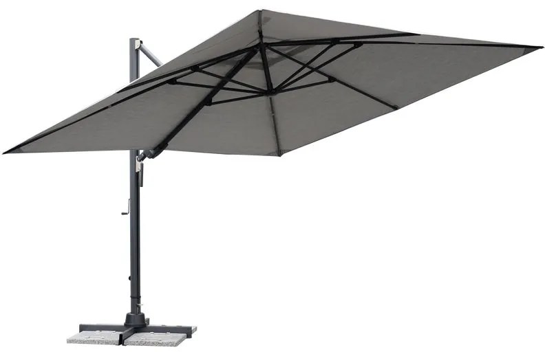 Ombrellone a palo laterale grigio Sombra NATERIAL con telo quadrato grigio L 298 x P 298 x H 260 cm