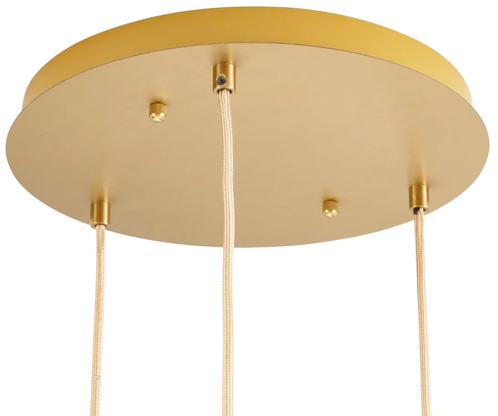 Lampada a sospensione Art Déco ottone con vetro ambrato 3 luci - Douglass