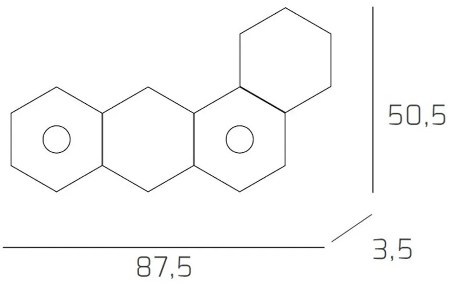 Plafoniera Moderna 4 Moduli Hexagon Metallo Grigio Antracite 2 Luci Led 12X2W