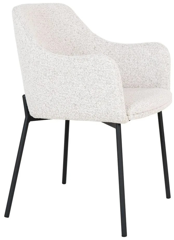 Sedia da pranzo bianca in imbottito con braccioli Melilla – House Nordic