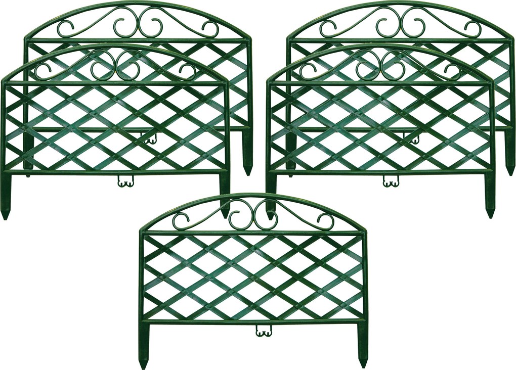 Set 5 Recinzioni Ornamentale per Giardino 46x35 cm in Plastica Rama...