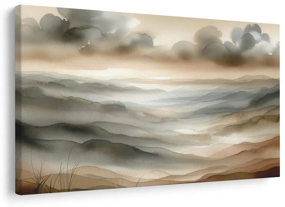Quadro su tela – Paesaggio nella nebbia e marrone
