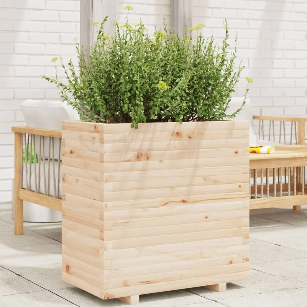 Fioriera Da Giardino 70x40x72 Cm İn Legno Massello Di Pino /
