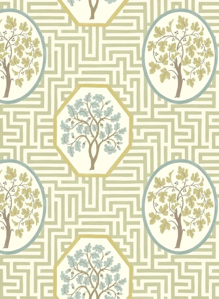 GP & J Baker Carta da parati Royal Maze - Sage