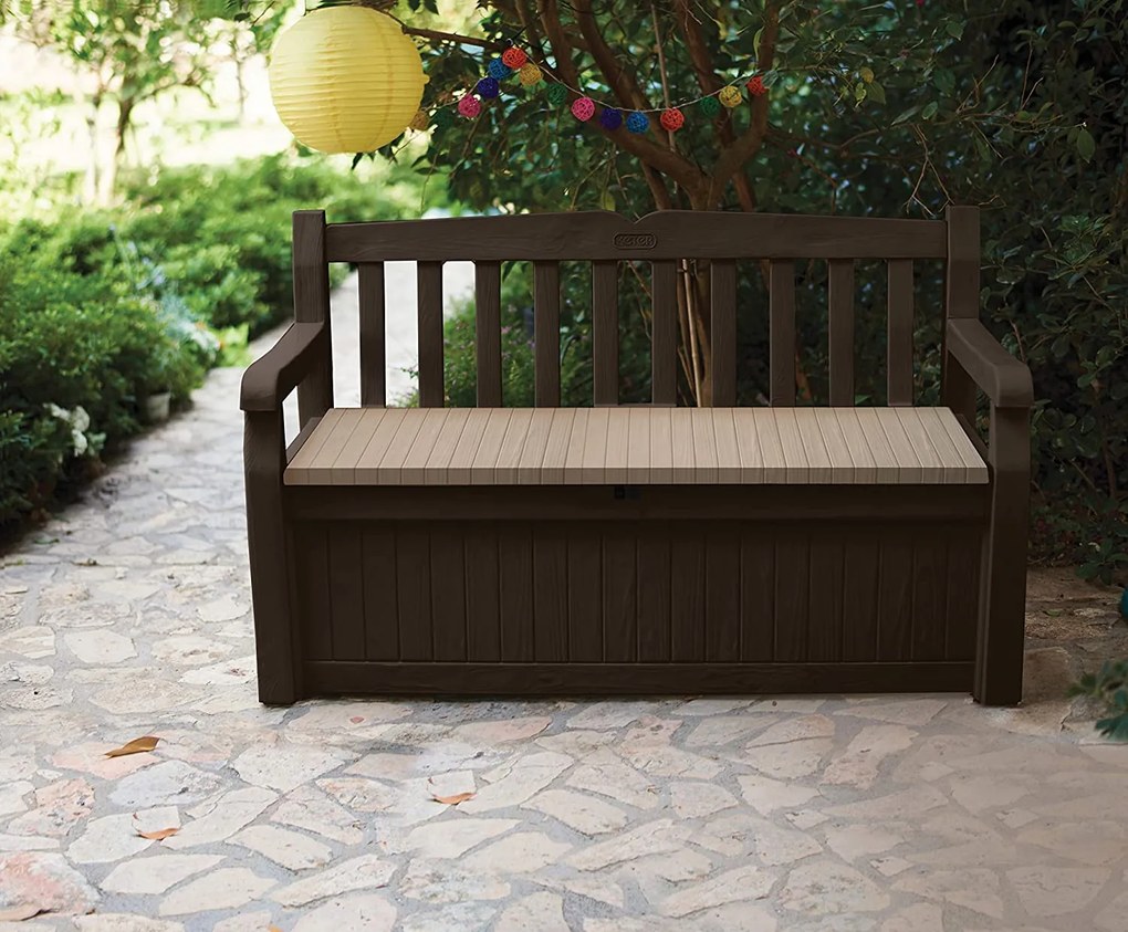Panchina Contenitore da Giardino 140x60x84 cm in Resina Keter Eden Bench Marrone...