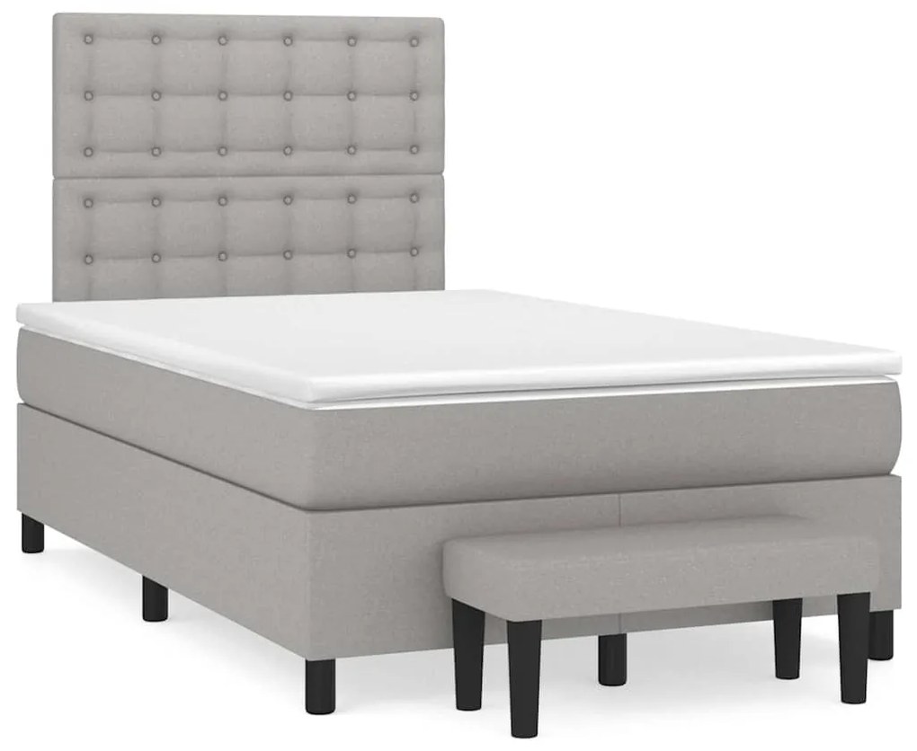 Giroletto A Molle Con Materasso Grigio Chiaro 120x190cm Tessuto /