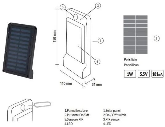 Vivida solar panel 6w 160lm ip44 6000k