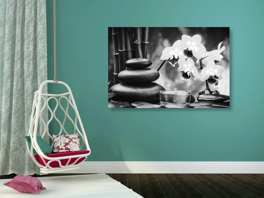 Quadro su tela – Natura morta spa in bianco e nero