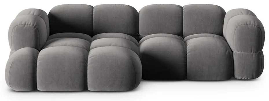 Divano angolare grigio (con penisola a sinistra/con chaise lounge) con rivestimento in velluto Loretto – Cosmopolitan Design