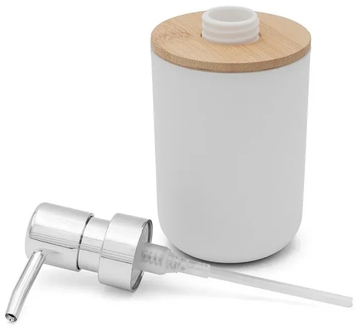 Set completo accessori bagno da appoggio in abs bianco e bamboo Surf