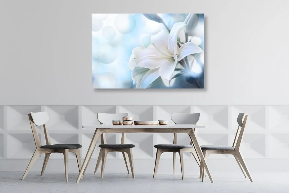 Quadro su tela – Fiore bianco di giglio su sfondo astratto