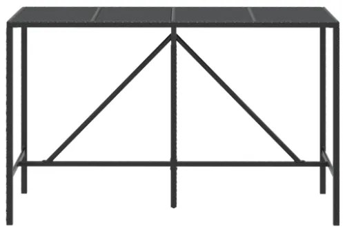 Tavolo da Bar con Piano in Vetro Nero 180x70x110 cm Polyrattan