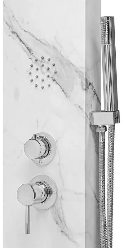 Pannello doccia idromassaggio in acciaio inox effetto marmo con 4 funzioni