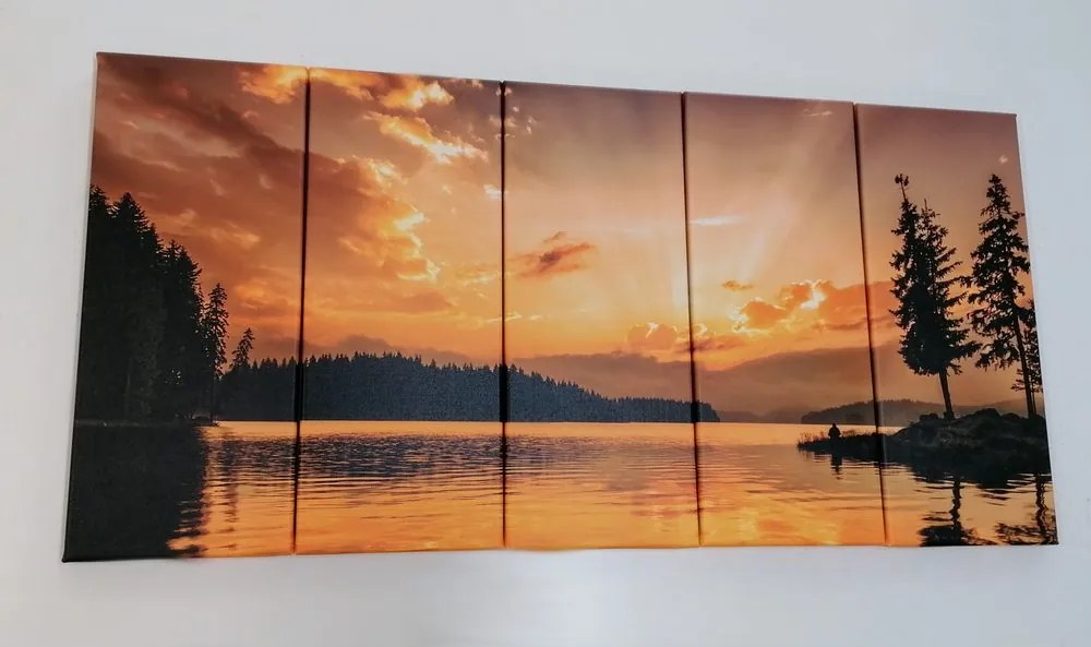 Quadri 5 pezzi – Riflesso del lago di montagna